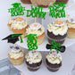 Gyufise Cupcake Toppers, 24 Pcs, Glitter Graduation Congrats Grad 2025, Green, Paper
