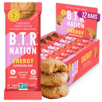 B.T.R. Bar Superfood Keto Protein Bars, Plant Based Vegan Protein, Low Carb, Low Calorie, Gluten Free, No Sugar Alcohols, Booste