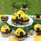 Gyufise 24Pcs Bumble Bee One Cupcake Toppers Heart Bumble Bee Cake Decorations For Boy Girl 1St Birthday Decorations Bee Baby Sh