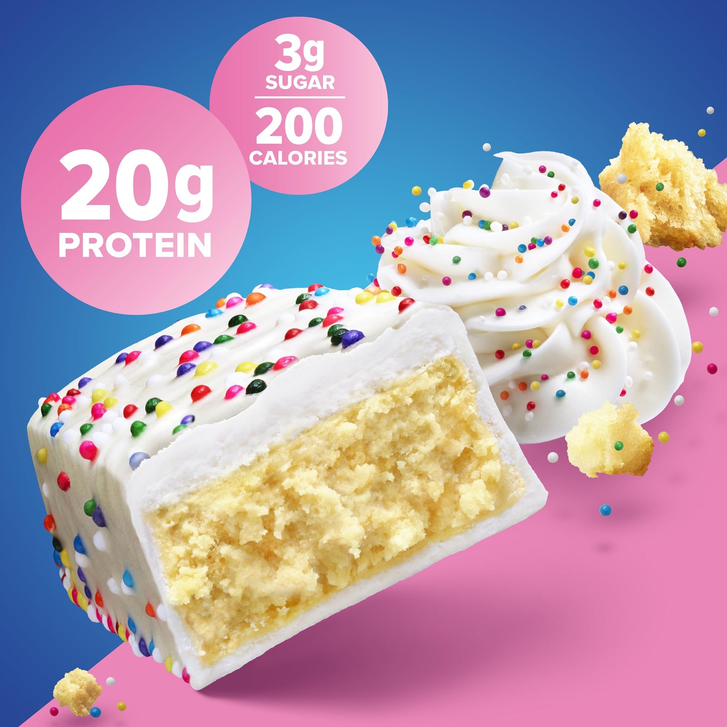 Pure Protein Bars, High Protein, Nutritious Snacks To Support Energy, Low Sugar, Gluten Free, Birthday Cake, 1.76 Ounce (Pack Of 6)