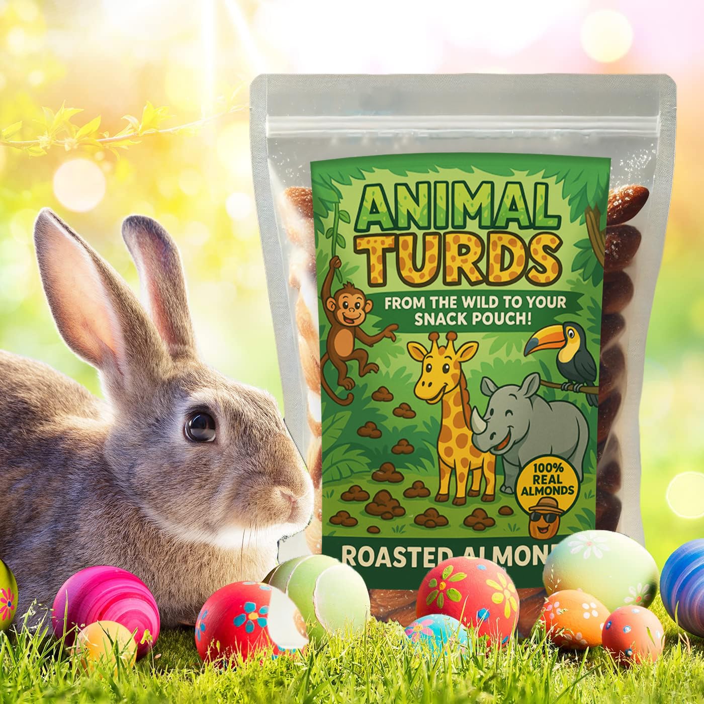 Gears Out Animal Turds Roasted Almonds - Unique Wildlife-Inspired Snacks, 8 oz