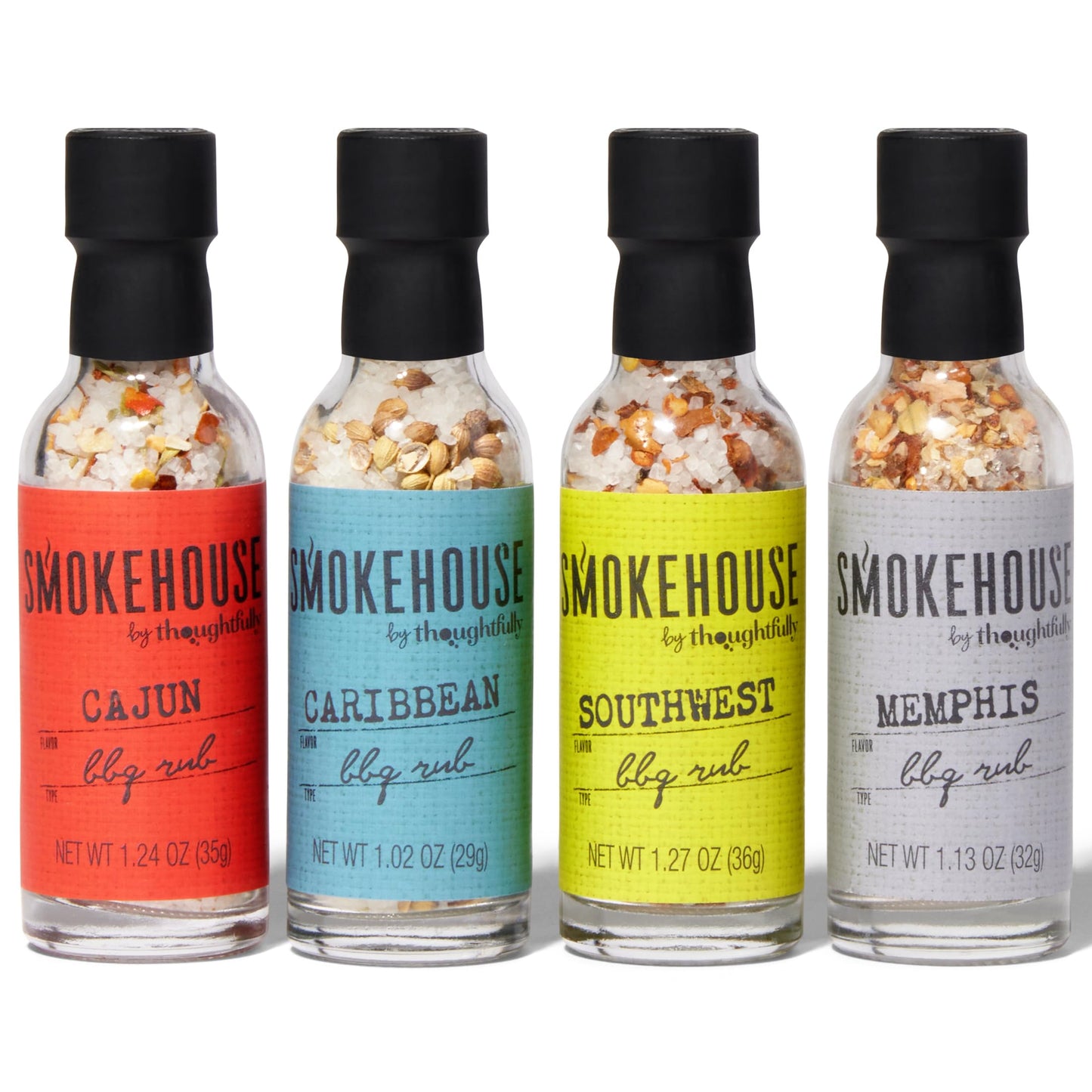 Smokehouse Gift Set By Thoughtfully, Vegan And Vegetarian Barbecue Rubs, Flavors Include Cajun, Caribbean, Memphis And Southwest, Set Of 4