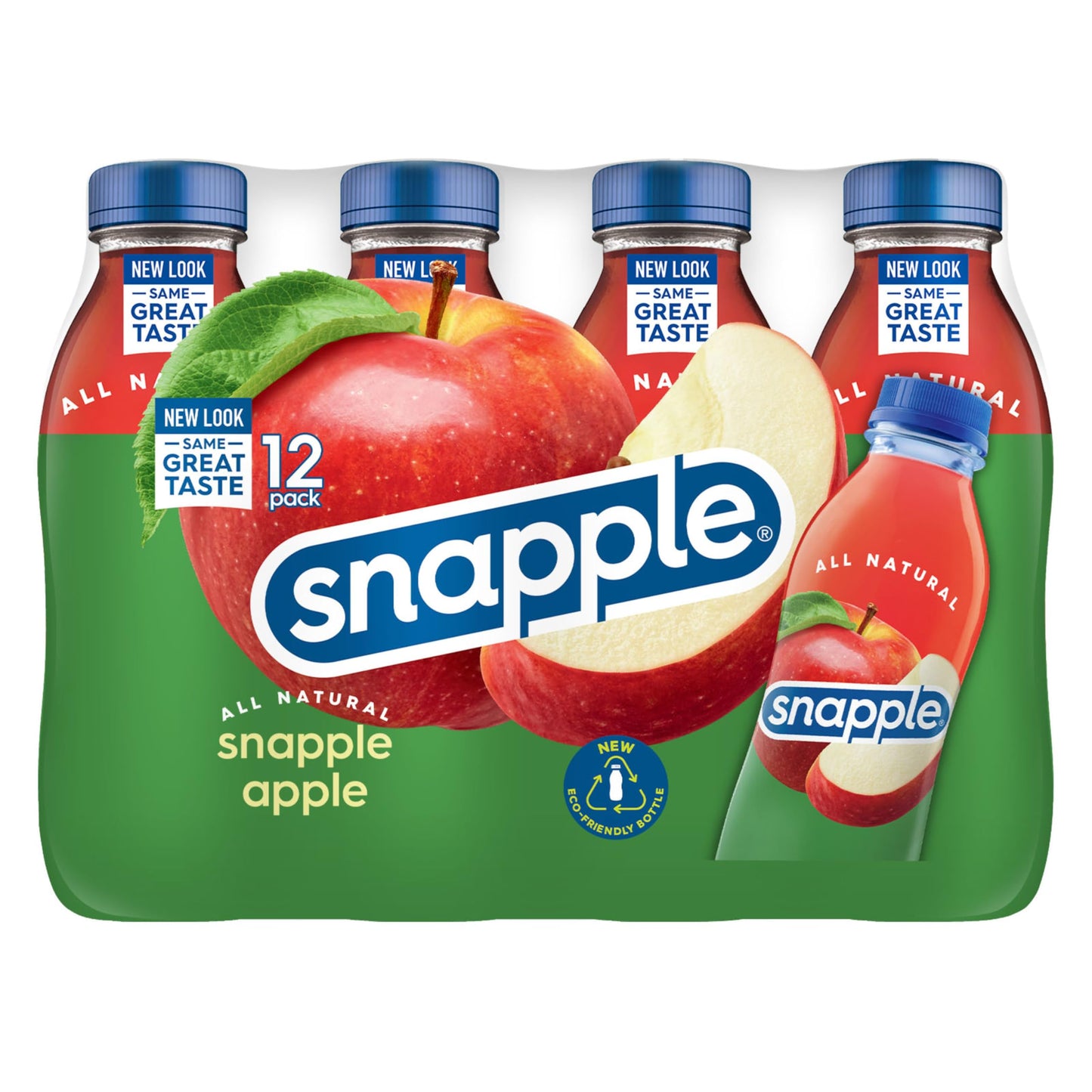 Snapple Apple Juice Drink, 16 fl oz Recycled Plastic Bottle, Pack of 12 - Refreshing and Delicious Beverage for All Ages