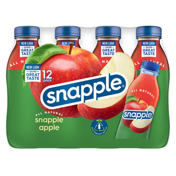 Snapple Apple Juice Drink, 16 fl oz Recycled Plastic Bottle, Pack of 12 - Refreshing and Delicious Beverage for All Ages