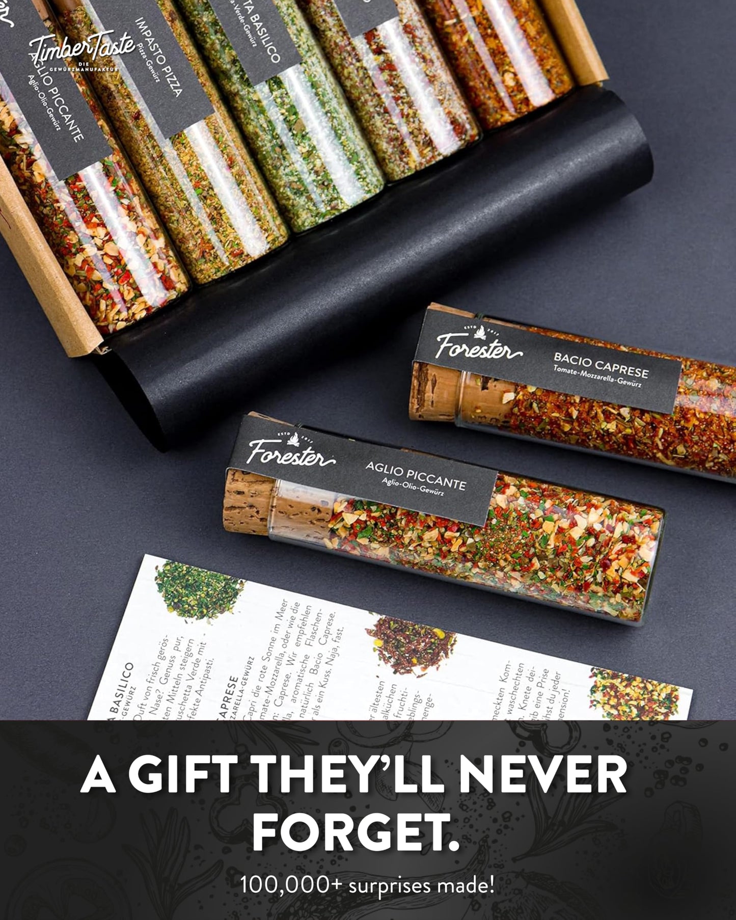 Timber Taste Italian Spice Gift Set - Gourmet Italian Seasoning Blends - Spices & Seasoning Set For Men & Women - Italian Spices