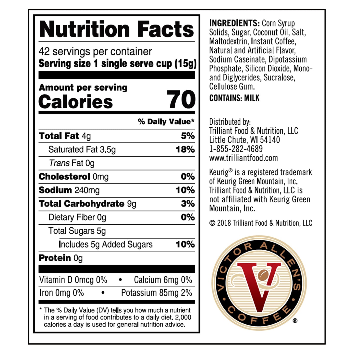 Victor Allens Coffee White Chocolate Caramel Cappuccino Pods, 12 Count, Single Serve for Keurig, Brown