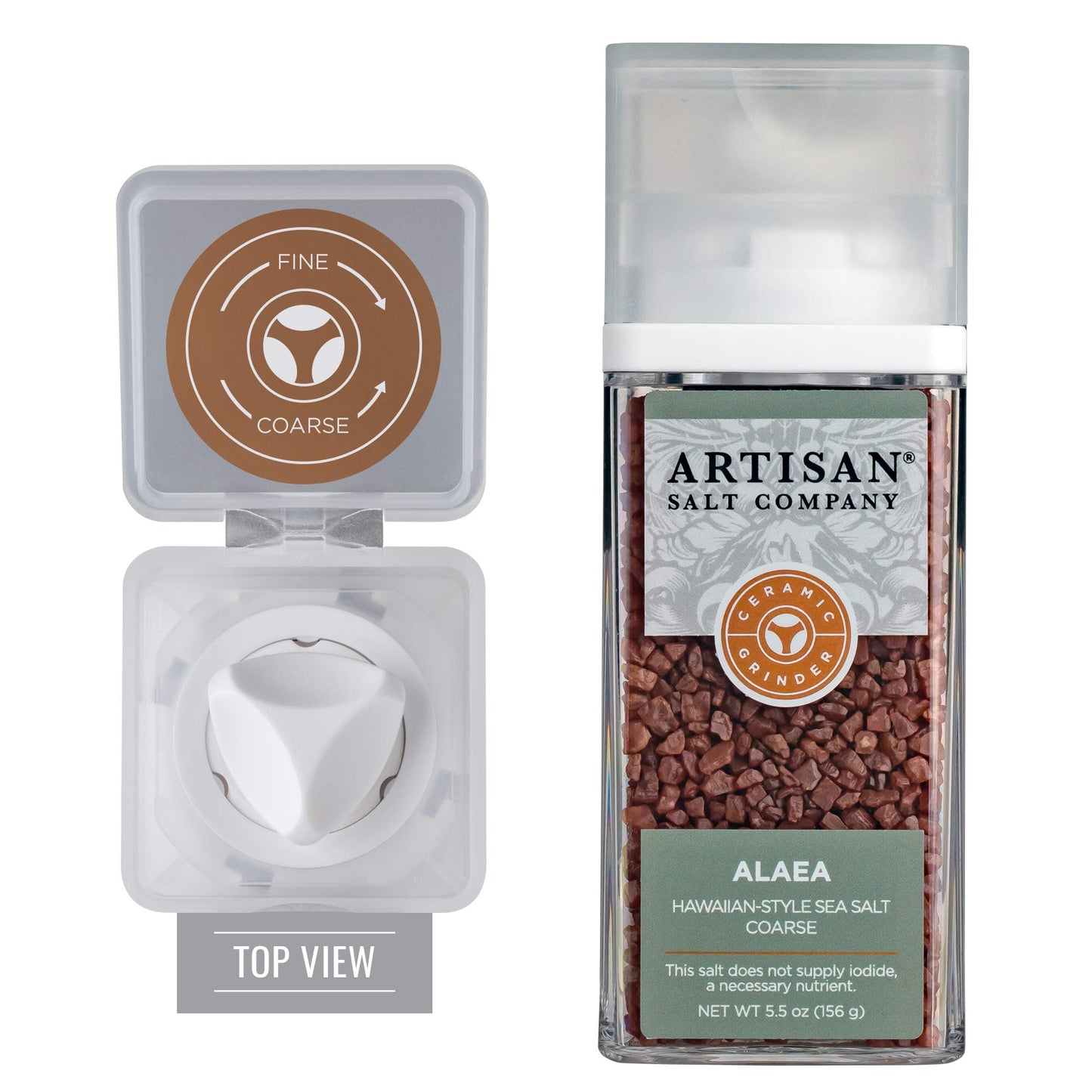 SaltWorks Alaea Red Hawaiian-Style Sea Salt, Coarse, Grinder Jar, 5.5 Ounce