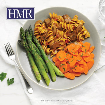 HMR Beef Stroganoff with Noodles Entr  e | Pre-packaged Lunch or Dinner | Ready to Eat | 19g of Protein | Low Calorie Food | 8oz