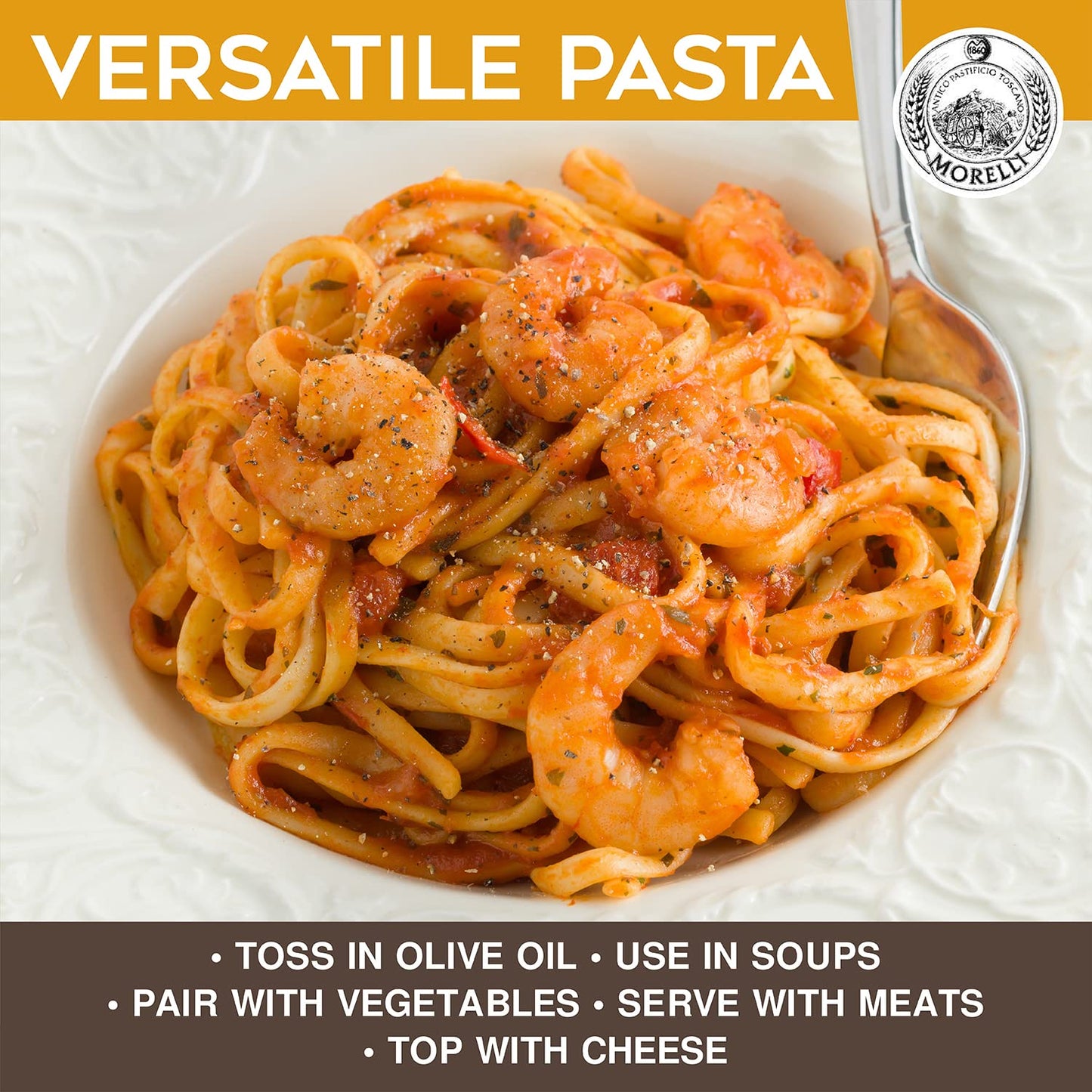 Morelli Red Chilli Linguine Pasta - Red Pepper Pasta With Wheat Germ - Italian Pasta From Italy - Naturally Flavored Pasta - Gou