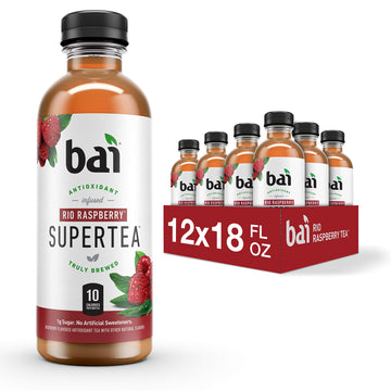 Bai Iced Tea, Rio Raspberry, Antioxidant Infused Supertea, Crafted With Real Tea (Black Tea, White Tea), 18 Fl Oz (Pack Of 12)