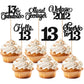 Rsstarxi Cupcake Toppers 24 Pack Glitter 13th Birthday Decorations Black