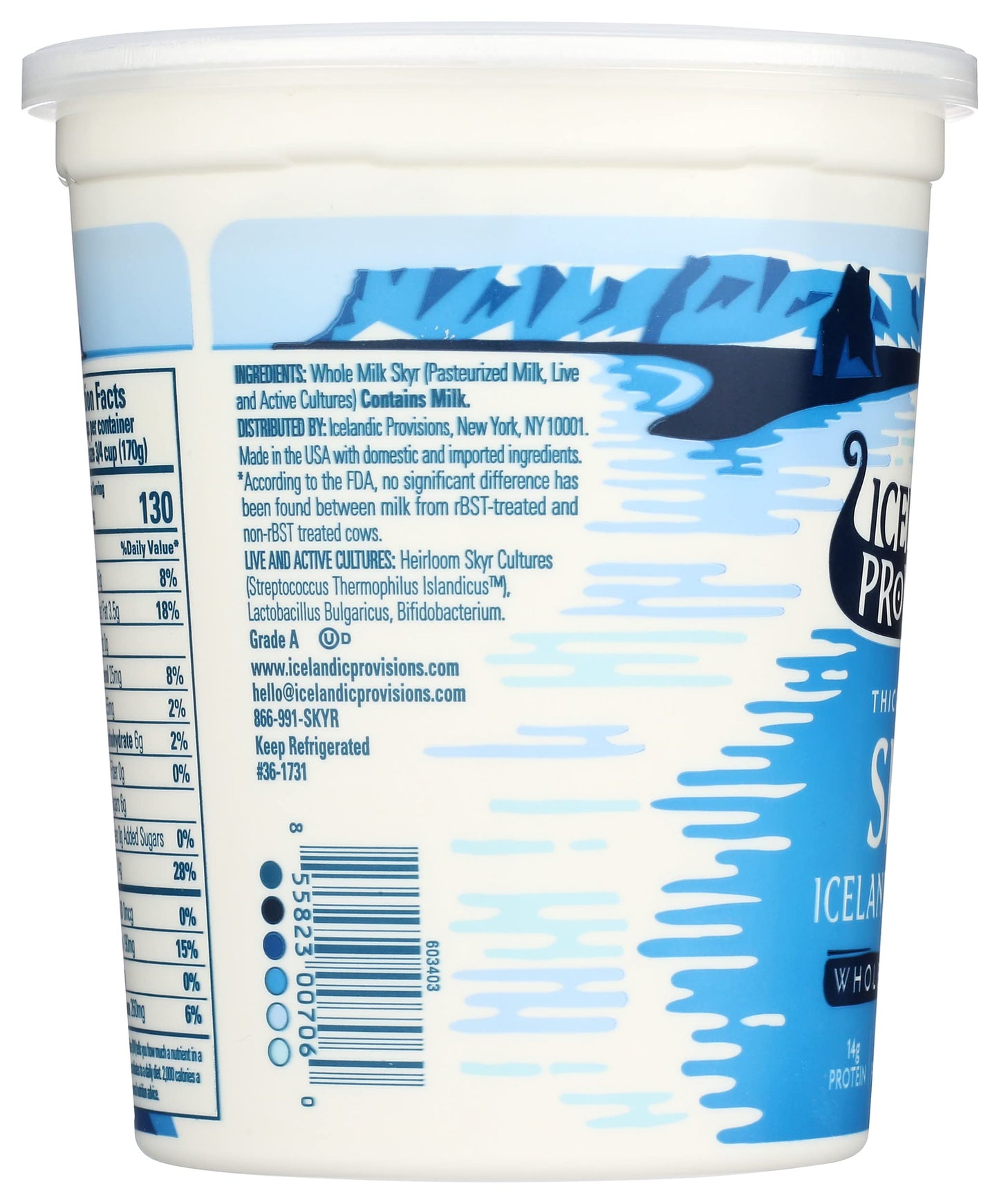 Icelandic Provisions 30 oz Traditional Skyr Yogurt, Whole Milk