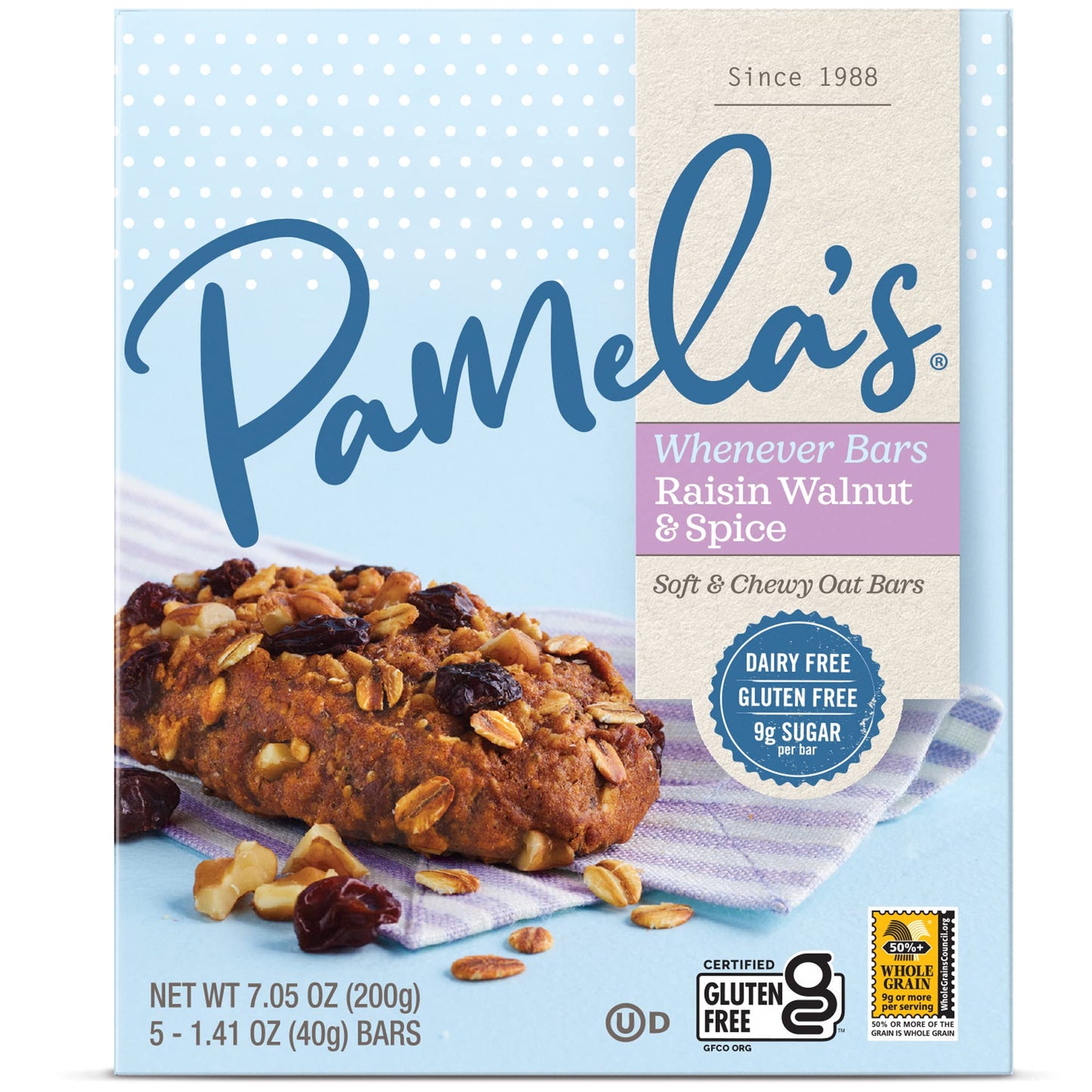 Pamela s Products Gluten Free Whenever Bars, Raisin Walnut Spice, 30 Count , 42.3 Oz (Pack of 6)
