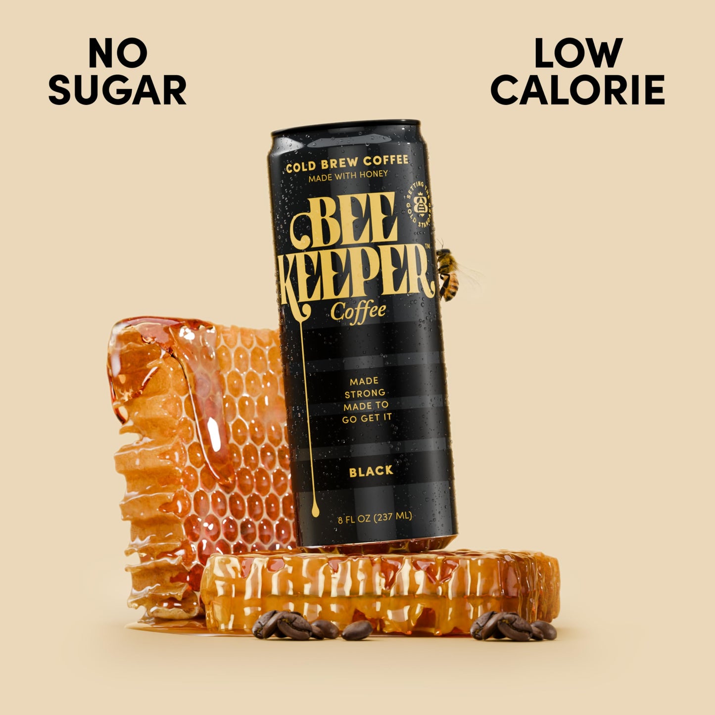 Beekeeper Coffee Black Cold Brew with Oregon Honey  8 fl oz cans (Pack of 12)  Ready-to-Drink  180mg Natural Caffeine
