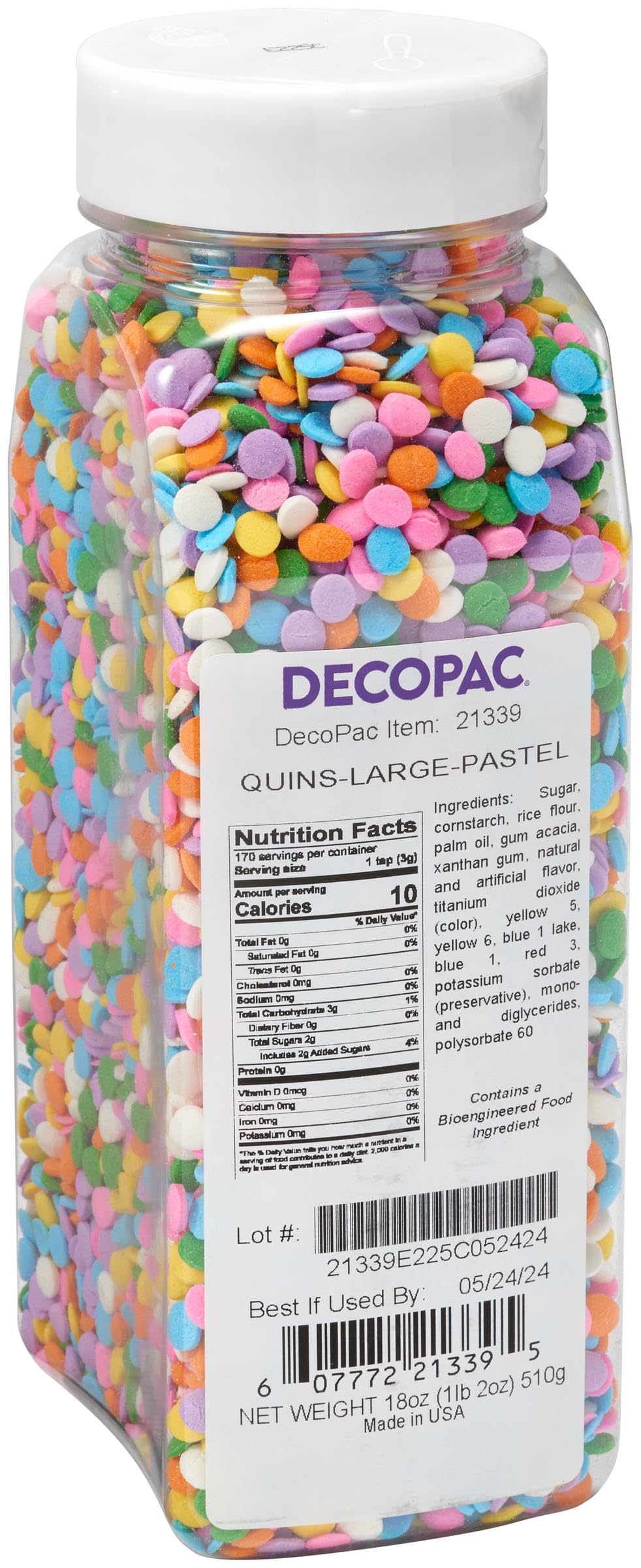 DECOPAC Quins Fancy Sprinkles, 19.5oz, Candy Sprinkles in Handheld Container, Edible Sprinkles For Celebration Cakes, Cupcakes,