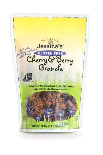 Jessicas Natural Foods Gluten-Free Cherry & Berry Granola 11 Oz. - All-Natural Granola Non Gmo Breakfast Cereal And Snack Certif