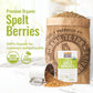 Grand Teton Organic Spelt Berries, Whole Grain, Nutritious Baking Staple, 25 lbs