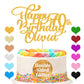 EDSG Customized Cake Topper - Personalized Happy Birthday Decoration, Gold, Paper, Any Name & Age