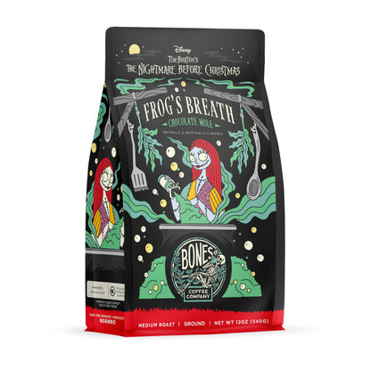 Bones Coffee Company The Nightmare Before Christmas Frogs Breath Flavored Coffee Beans, Medium Roast Ground Coffee Low Acid, Ch