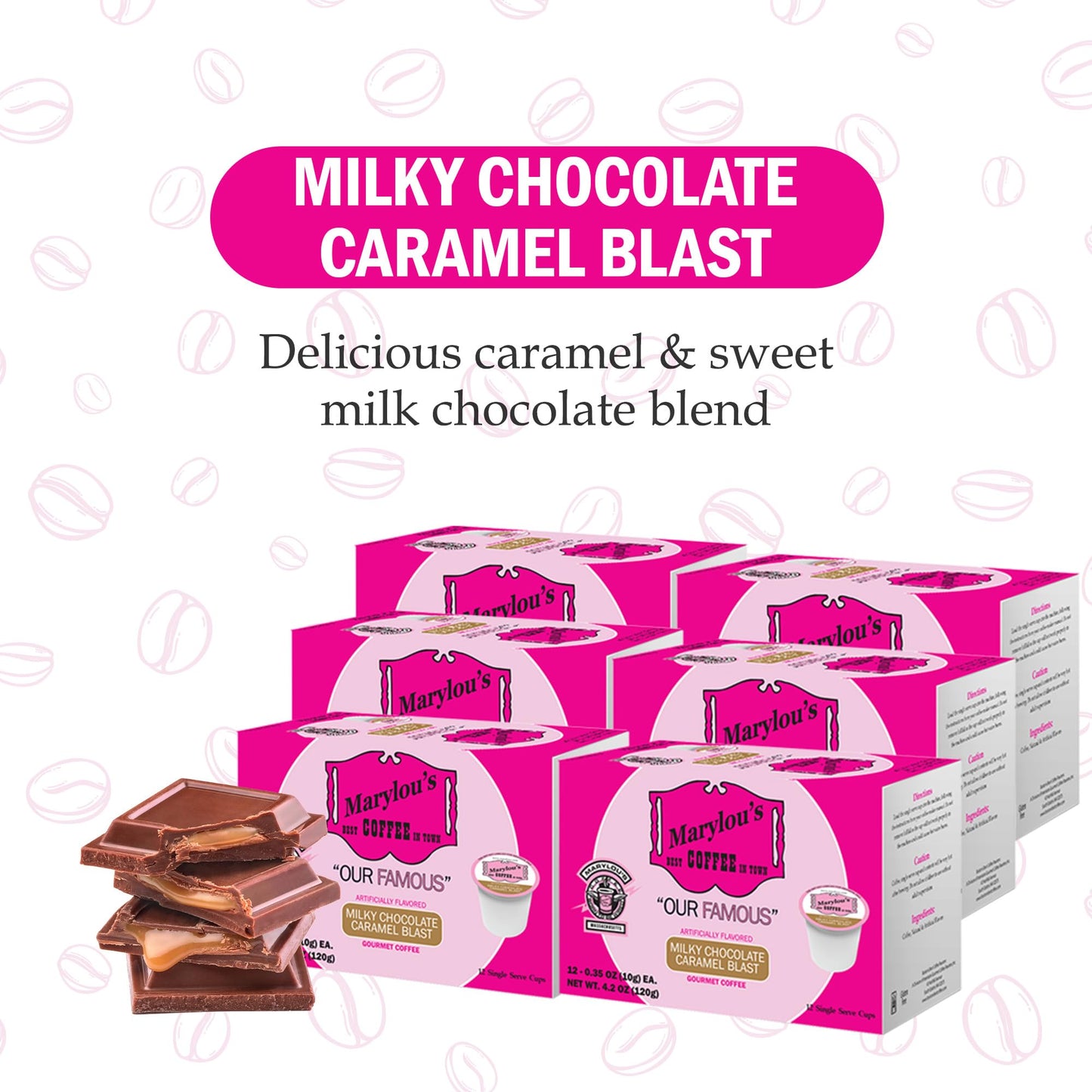 Marylous Coffee Milky Chocolate Caramel Blast Flavored Coffee Pods, 72 Count, Compatible with Keurig malt-inspired