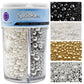 Kercky Sprinkles Mix for Cake Decorating - Gold, Silver, White, Black - Ideal for Cookies, Ice Cream, Cupcakes