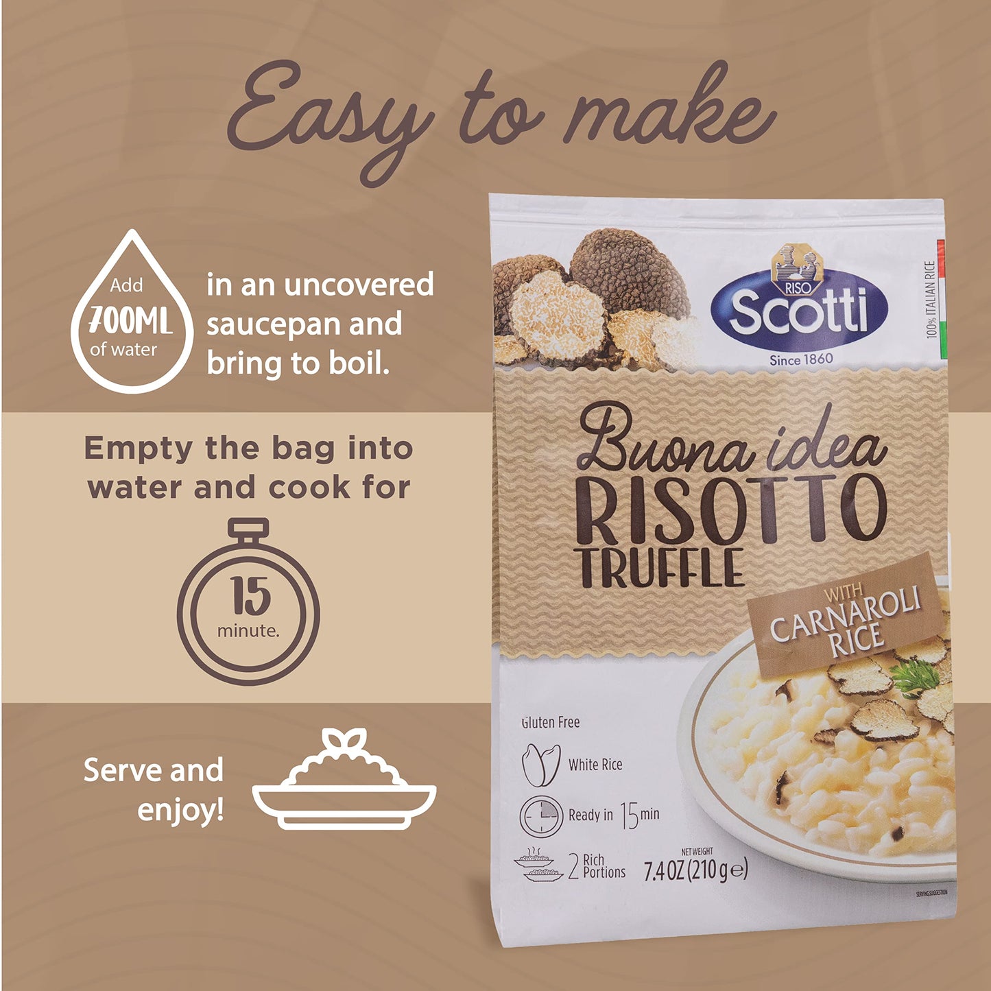 Riso Scotti 4 Pack, Italian Risotto, Carnaroli Rice, Ready Meals, Easy to Cook, Italian Seasoned Risotto, Easy Dinner Side Dish,
