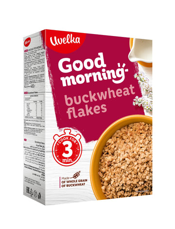 Uvelka Buckwheat Flakes Pure Grain 400G (14.1 Oz) From Russia Kosher Pack Of 6
