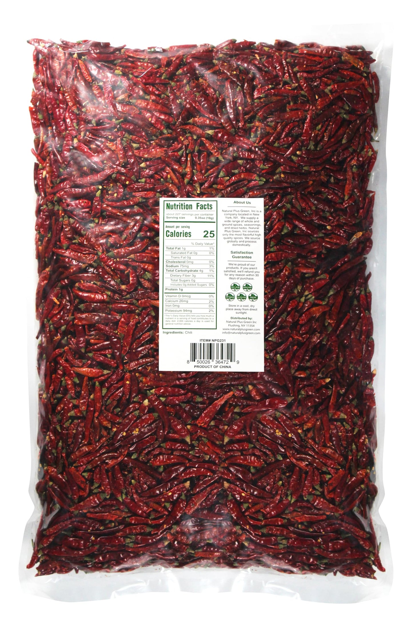 Npg Dried Sichuan Red Chili Peppers Whole 5 Pound, Medium Hot, Capsicum Annuum Used In Mexican, Chinese, Thai Dishes, Premium Sz