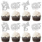 Rsstarxi Cupcake Toppers 24 Pack Glitter Quinceañera 15 Años Cake Picks Silver