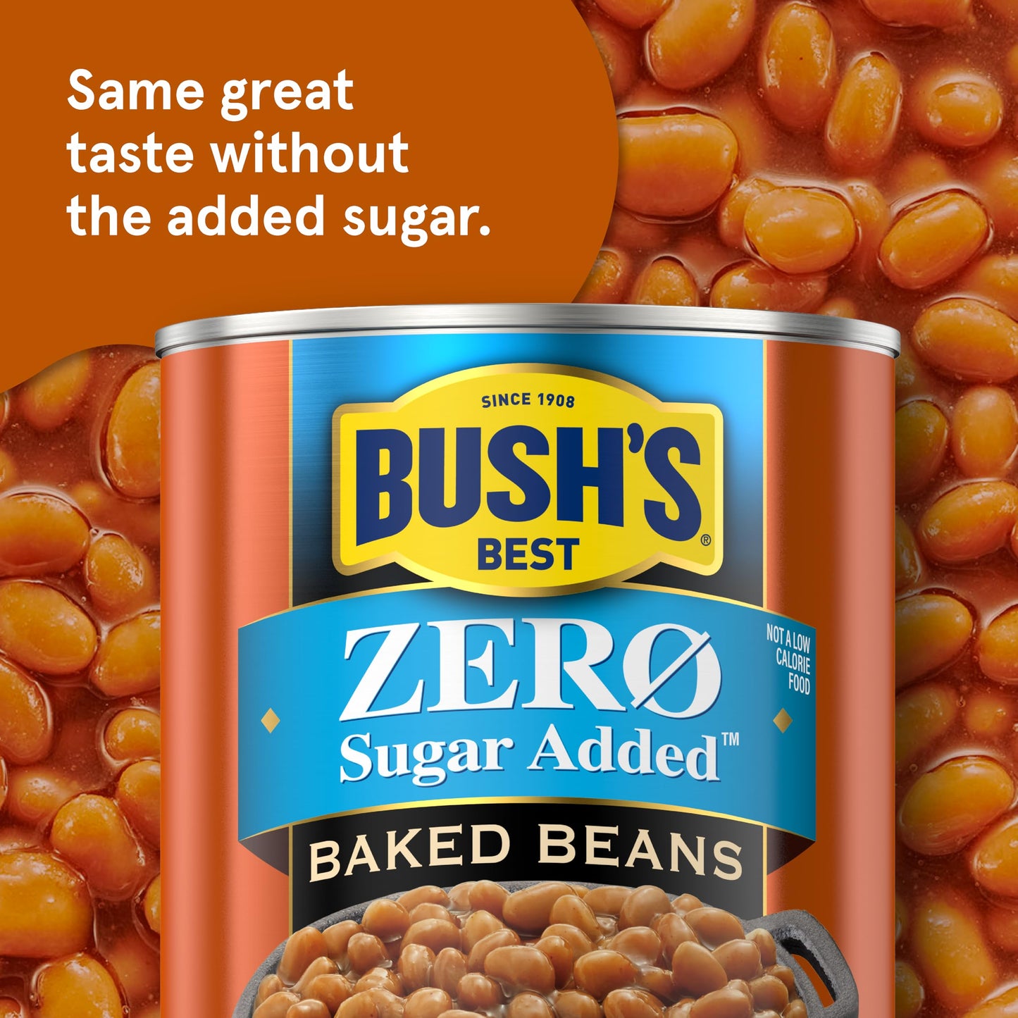 BUSHS BEST Zero Sugar Baked Beans, Source Of Plant Based Protein And Fiber, Low Fat, Gluten Free, 15.8 oz