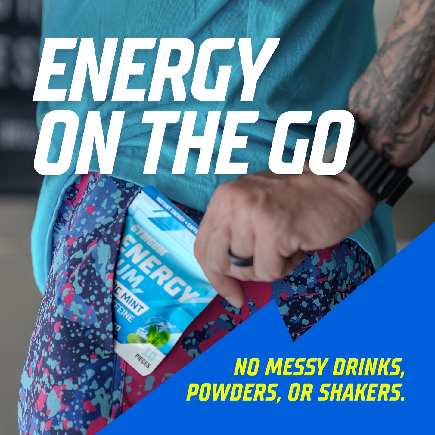 GYMGUM Energy Caffeine Gum | 50mg Caffeine | Sugar-Free  Keto-Friendly |  Energy & Focus Gum with Guarana & L-Theanine (40 Count  Arctic Mint)