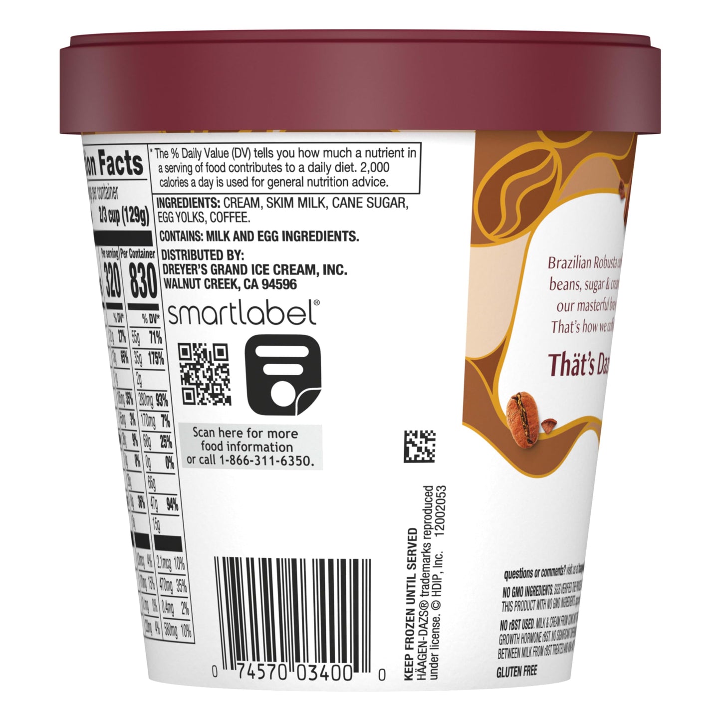 Haagen-Dazs Coffee Ice Cream, 14 fl oz (Frozen)