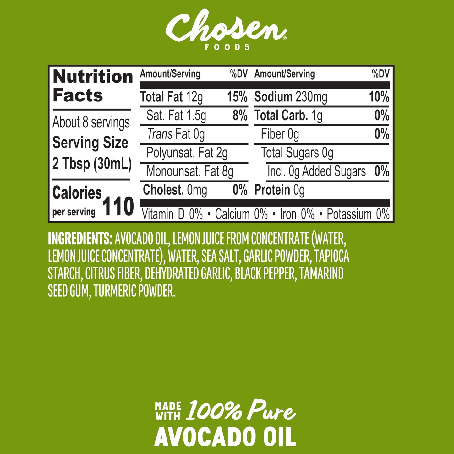 Chosen Foods Lemon Garlic Dressing & Marinade, 8 oz, with Recipe e-Book Bundle