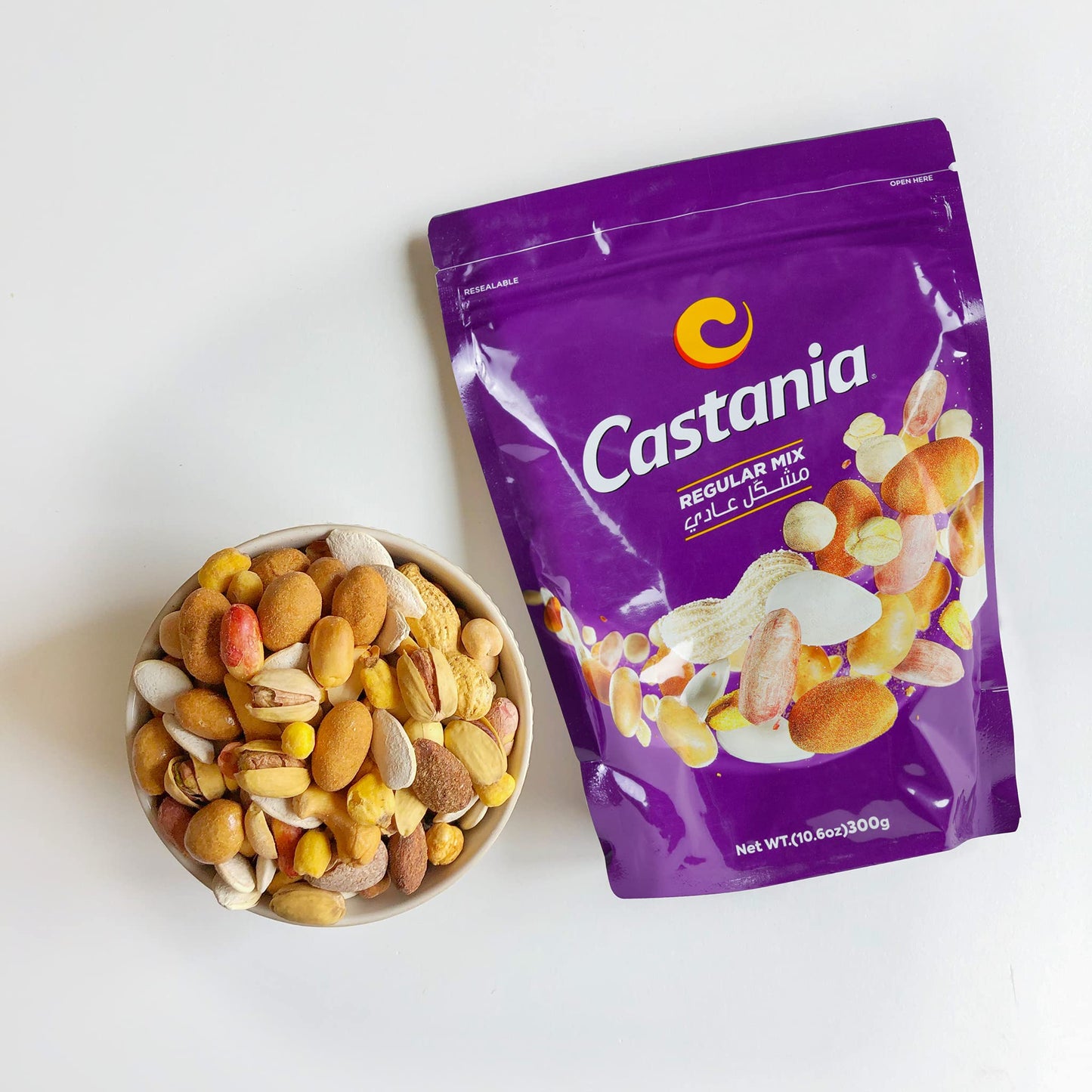 Castania Bbq Lebanese Mixed Nuts, Regular Mix With Peanuts, Pumpkin Seeds, Corn, And Chickpeas, 10.6Oz (Pack Of 4)
