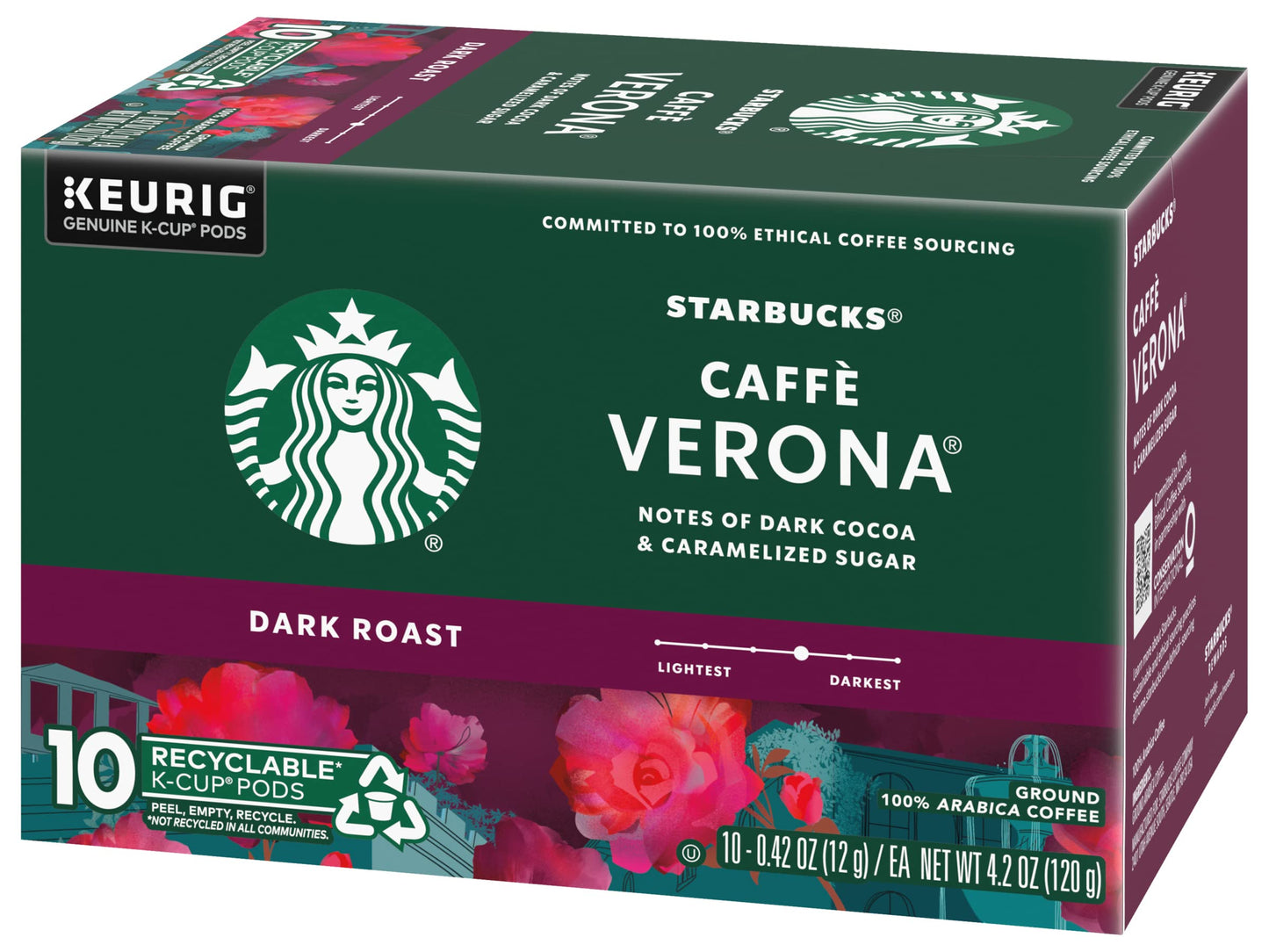 Starbucks Cafe Verona Roast K-Cup Pods, Dark Cocoa & Caramelized Sugar, 60 Count
