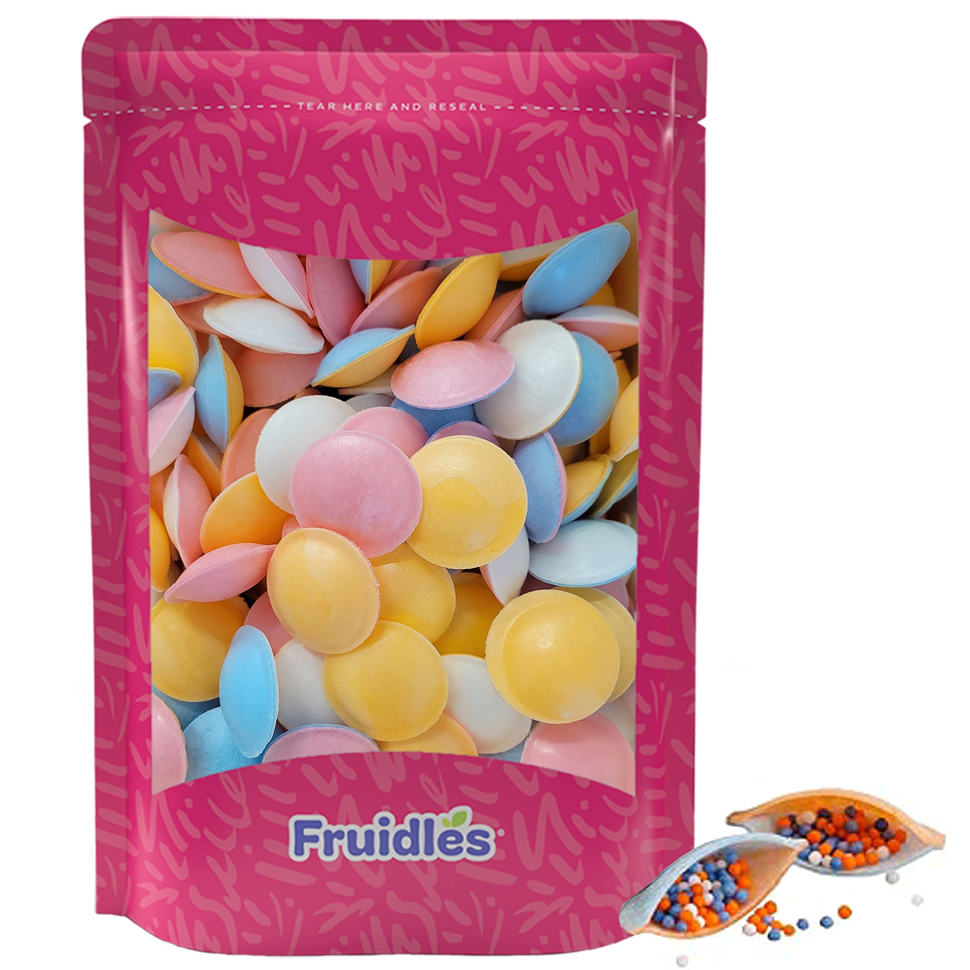 Fruidles Satellite Wafers Flying Saucer Candy with Candy Beads, 8 Ounce, Assorted Colors, 48-Count
