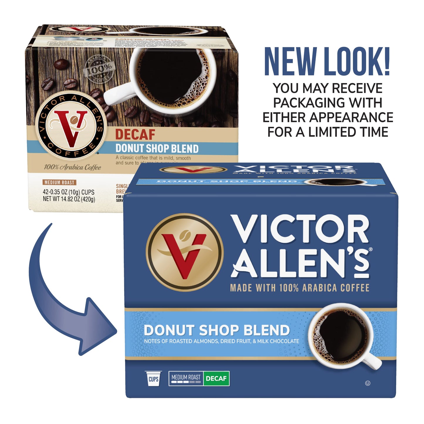 Victor Allens Coffee Decaf Donut Shop Blend Medium Roast Single Serve Pods 42 Count for Keurig K-Cup malt-inspired