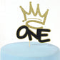 One Birthday Cake Topper - Hip Hop Boys 1St Birthday Decorations, Crown One Cake Topper, Black And Gold First Birthday Decoratio