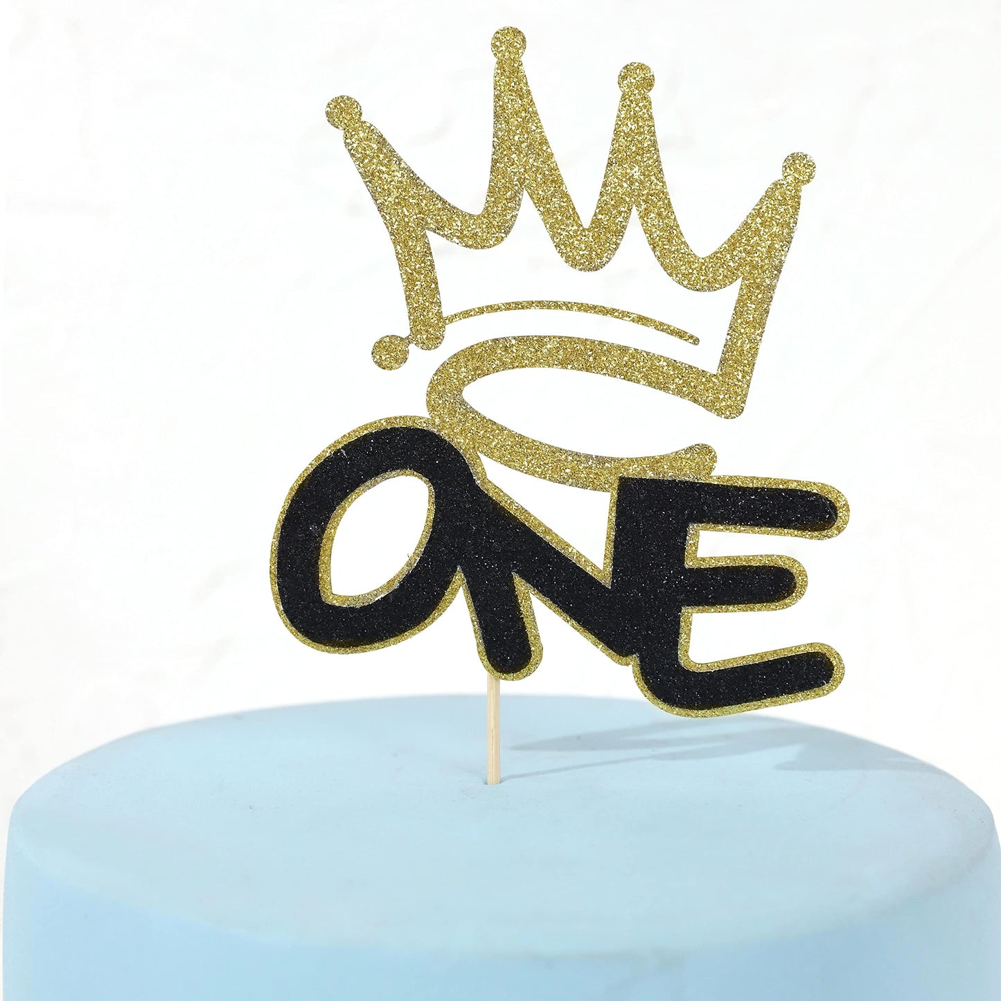 One Birthday Cake Topper - Hip Hop Boys 1St Birthday Decorations, Crown One Cake Topper, Black And Gold First Birthday Decoratio