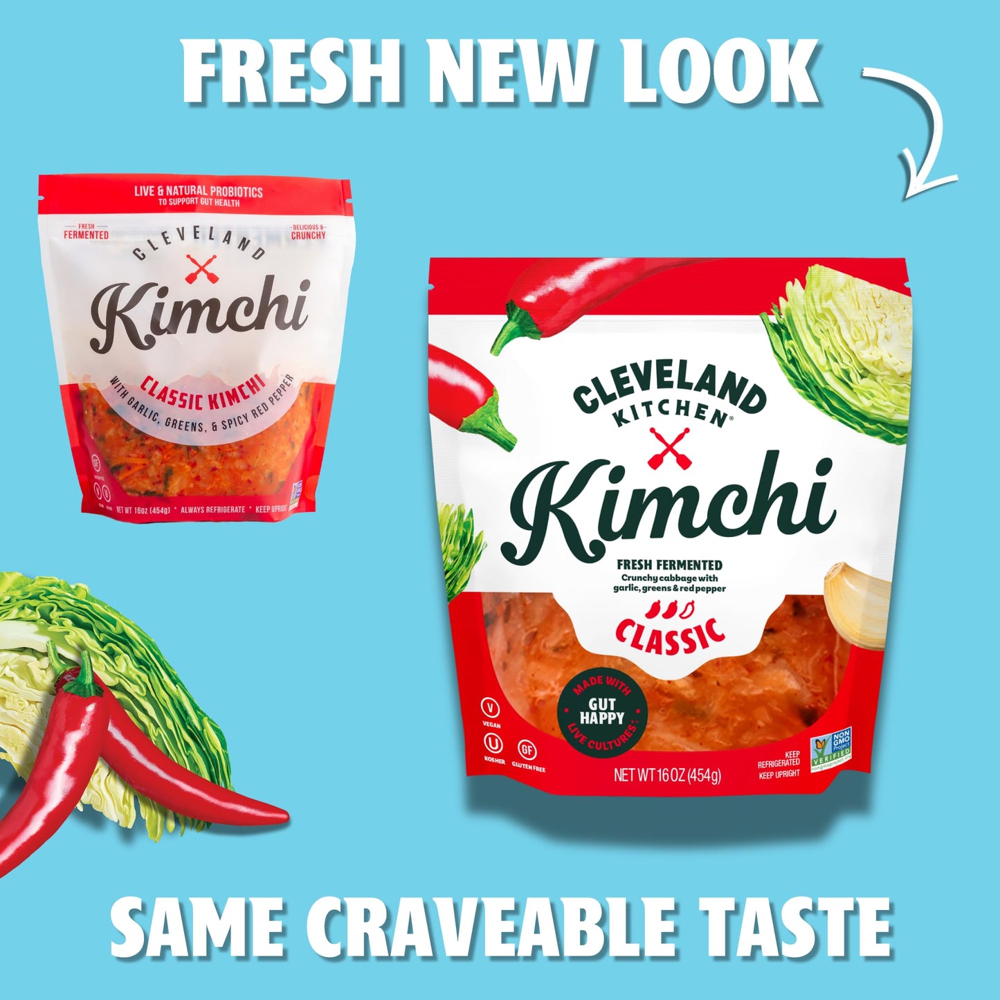 Cleveland Kitchen Classic Kimchi - Lightly Fermented Vegetables, Crunchy & Delicious with a Hint of Spicy, Live & Natural Probio