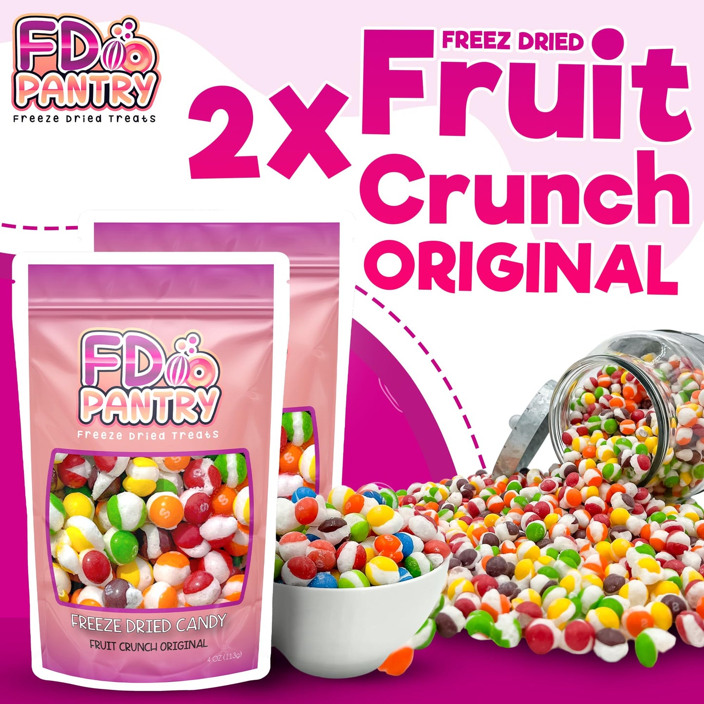 Freeze Dried Fruit Crunch Candy (Original, 2 Count 4Oz)