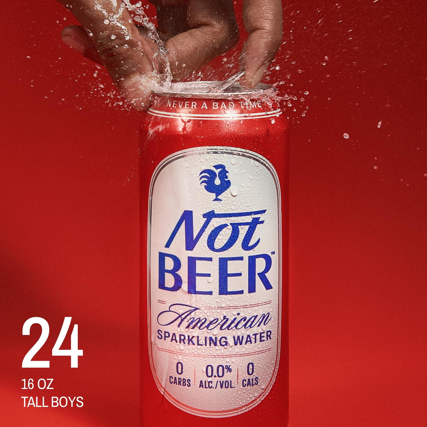 Not Malt-Inspired American Sparkling Water, Original, 99.9% Pure, Mineral & Electrolyte Blend, Unflavored Plain Carbonated Water, Made In America, 16 Oz Tallboy Cans, 24 Pack