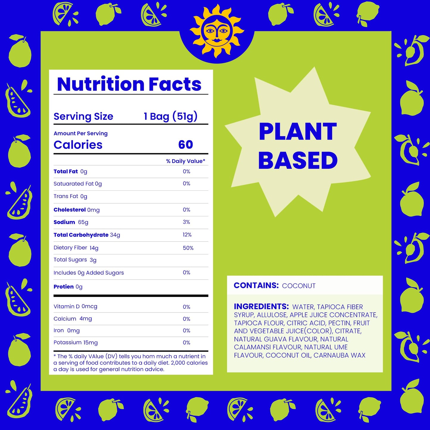 Better Sour Gummies - Guava, Calamansi, Ume - Naturally Flavored, Plant-Based, Low Sugar, Healthy Sour Gummy Candy - 3G Sugar/60