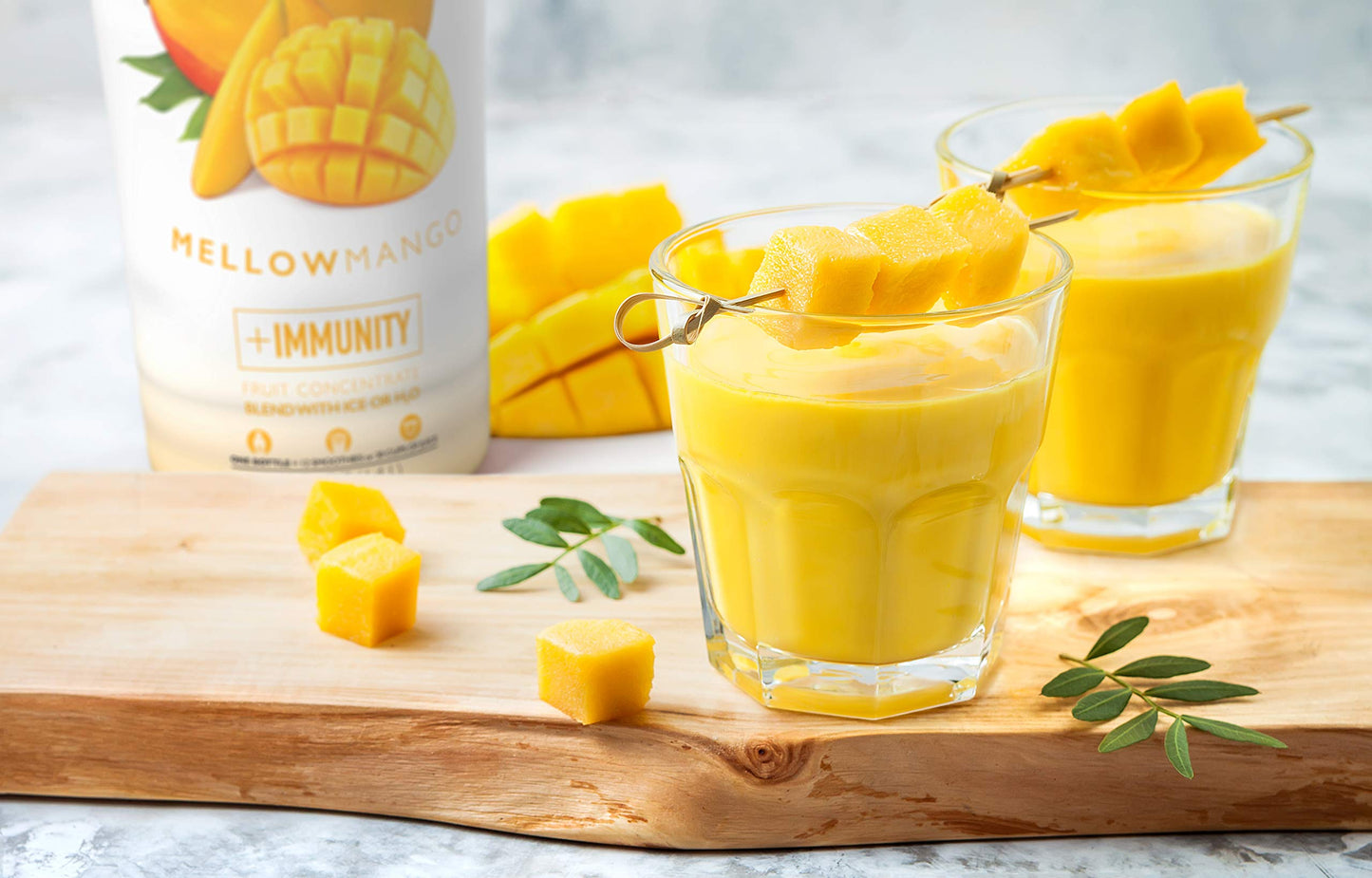 Smartfruit Mellow Mango + Immunity - 100% Real Fruit Pur?e w/Mango  Banana  Apple  Pineapple - Great for Smoothies  Juice  Yogurt  Cocktails  Tea - High in Vitamin C  Selenium  Zinc - 2-Pk  48oz Each