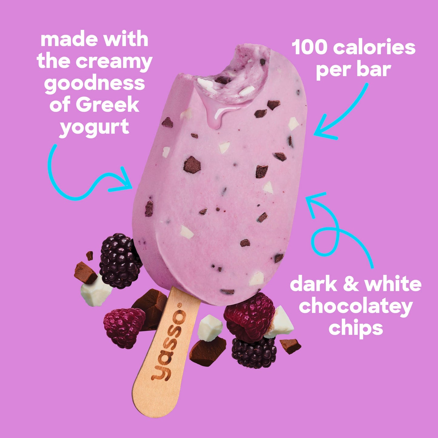 Yasso Frozen Greek Yogurt Bars Black Raspberry Chip Bars 4 Count for a ridiculously creamy frozen snack made with the goodness o