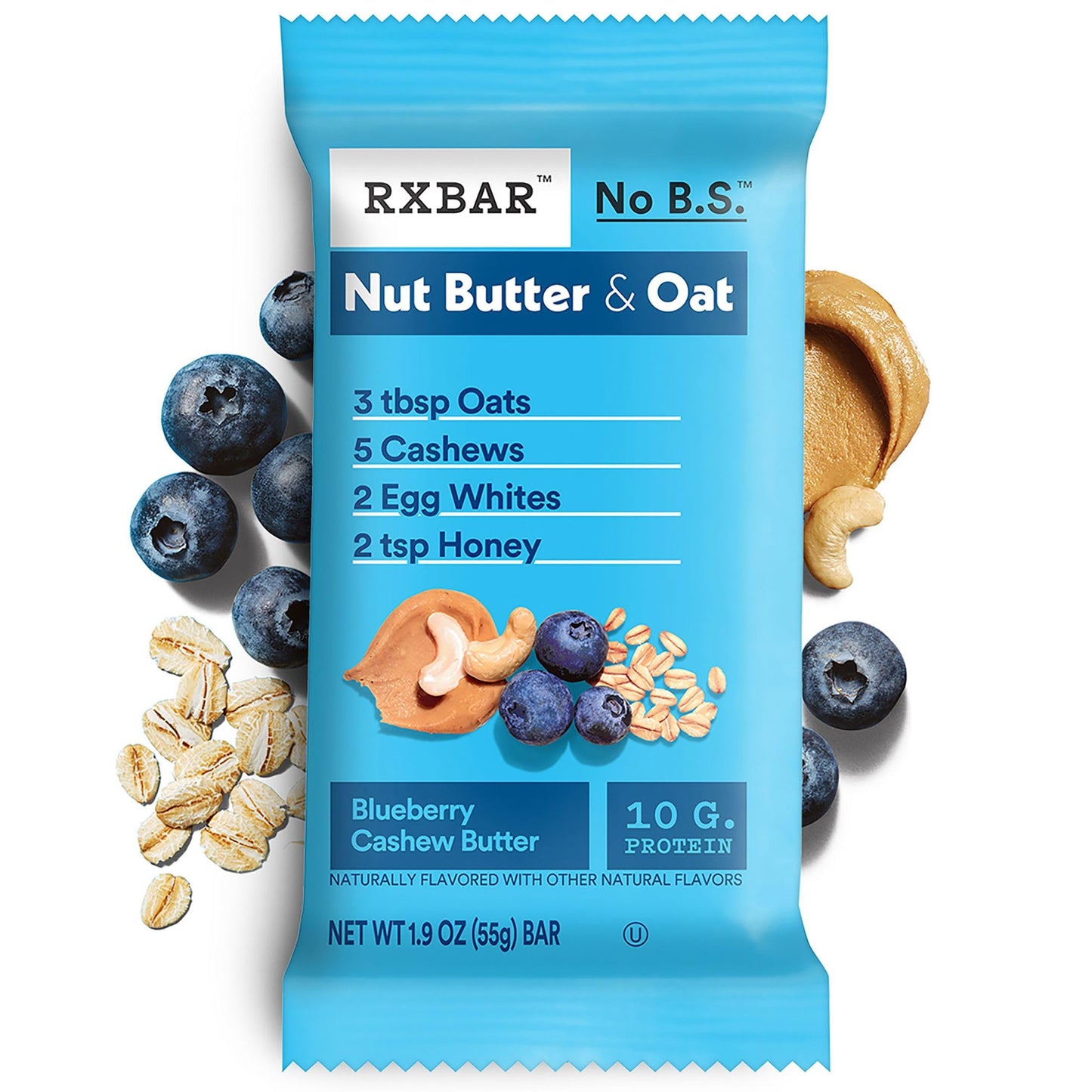Rxbar Nut Butter And Oat Protein Bars, Protein Snacks, Snack Bars, Blueberry Cashew Butter (6 Boxes, 30 Bars)