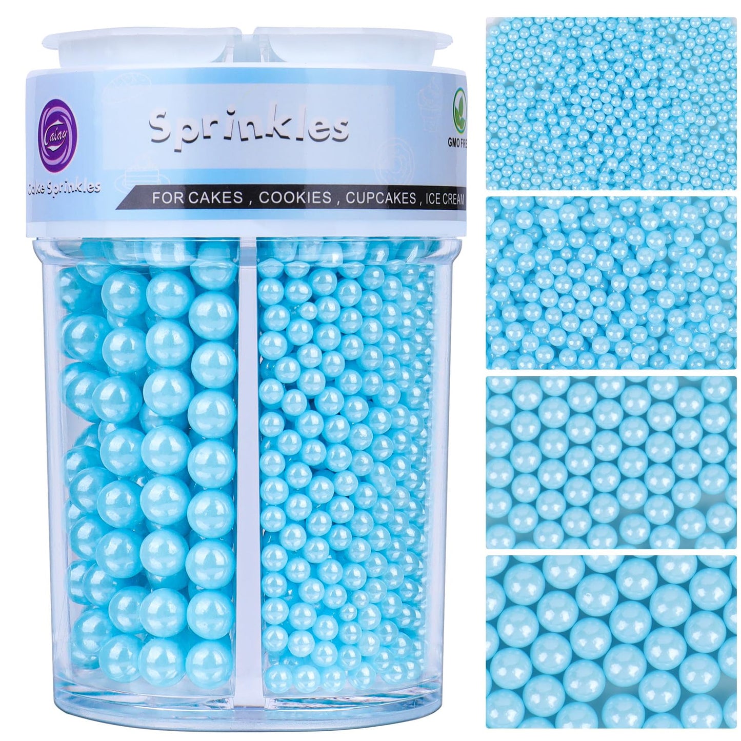 Sprinkles For Cake Decorating  Light Blue Pearl Sprinkles 4 Sizes Mix For Cake Cupcake Cookie Baking Donuts Ice Cream Toppings
