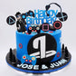 Video Game Cake Toppers Gamer Cake Decoration Game Controller Blue Black Ball Cake Toppers For Game Theme Party Man Boy Birthday