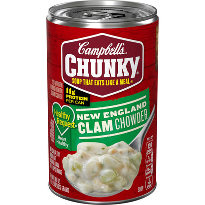 Campbells Chunky Soup, Healthy Request New England Clam Chowder, 18.8 Oz Can