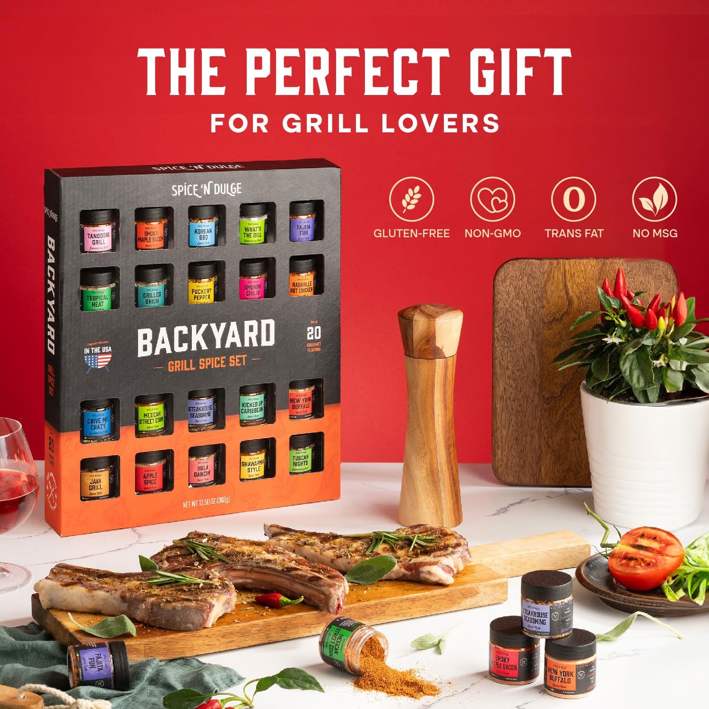 Grilling Spice Set Grill Seasoning Gifts, 20 Unique Spices And Seasonings Jars Gift Set, Bbq Gifts For Men, Dad, Husband, Father